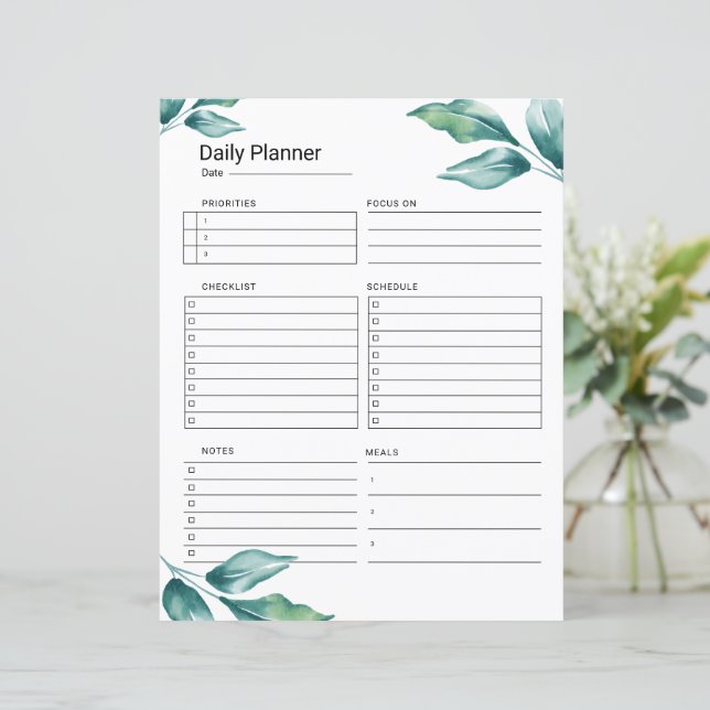 Planificateur quotidien Modèle imprimable (Debout devant)