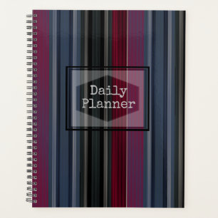 Planificateur quotidien - Rayures bordeaux et gris