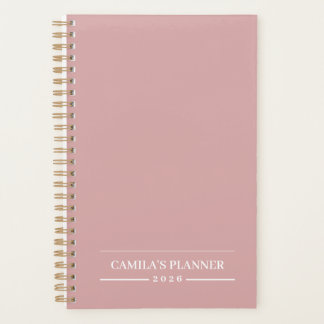 Planificateur Rose Poussiéreuse 2026 | Nom et Anné