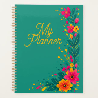 Planificateur sarcelle à impression florale