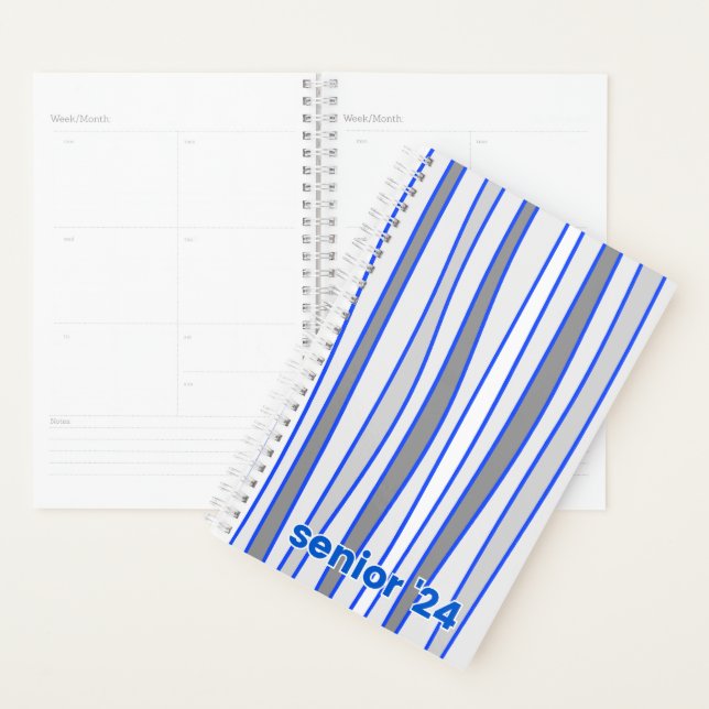 Planificateur Spiral Personnalisé Bleu & Grey (Devant avec enveloppe)