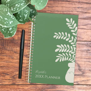 Planificateur végétal minimaliste vert et jaune