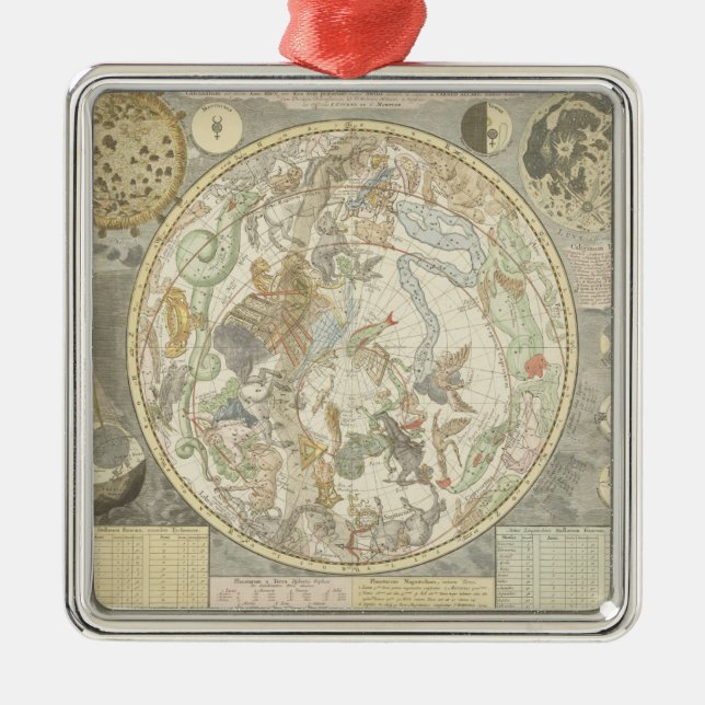 Planisphaerii Coelestis Hemisphaerium Silbernes Ornament (Vorne)