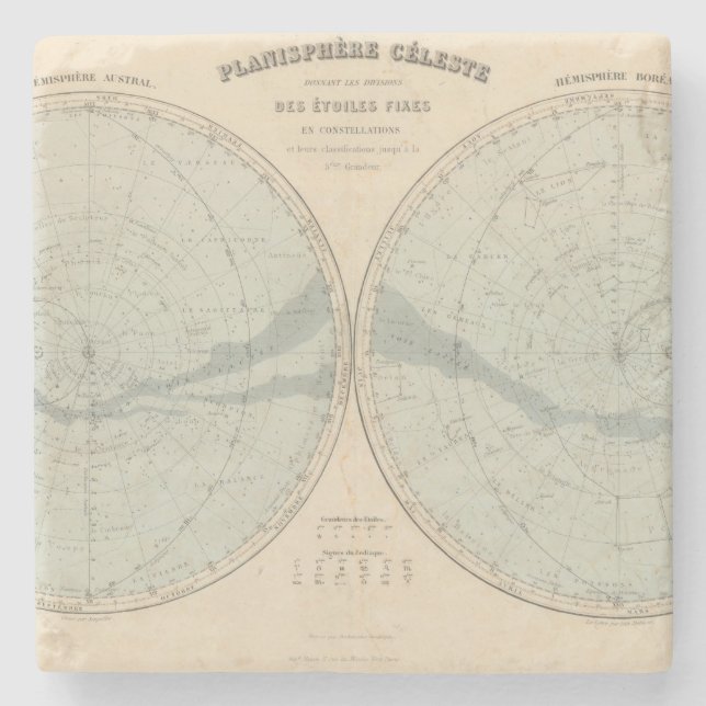 Planisphere Celeste Hemisphäre Steinuntersetzer (Vorderseite)