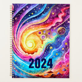 PLANNER 2024 FARBIGE ABSTRAKT GALAXY-DESIGN PLANER