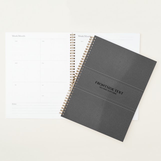 Planner en cuir gris (Devant avec enveloppe)