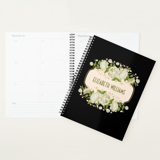 Planner Floral Crème. Cadeau de la fête des mères (Devant avec enveloppe)