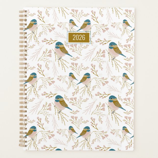 Planner Mésanges Rose Or 2026 (Devant)