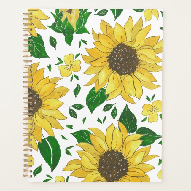 Planner Watercolor Sunflower Pattern  Planer (Vorderseite)