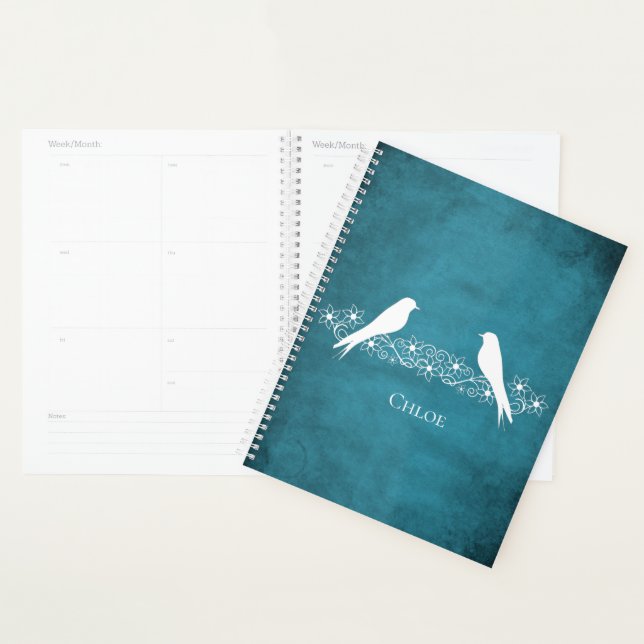 Planneur de vigne floral Lovebirds bleu (Devant avec enveloppe)