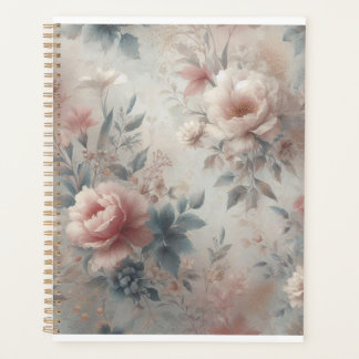 Planneur floral souple - Aquarelle rose et or
