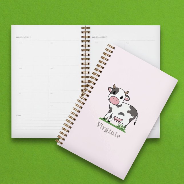 Planneur rose Vache (Cute Cow Pink Planner)