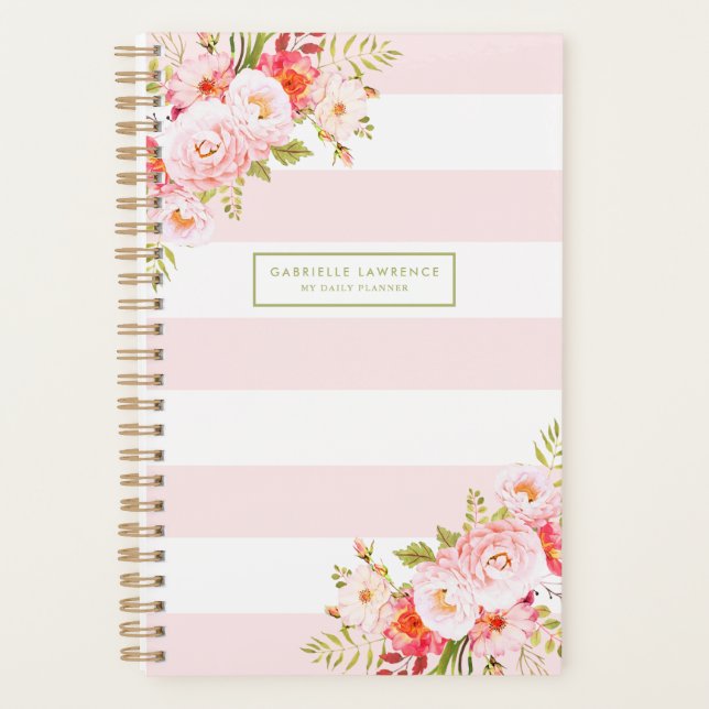 Planneur sur mesure pour femmes roses et pivoines (Devant)