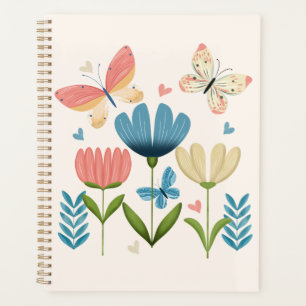 Plannière de fleurs et de papillons