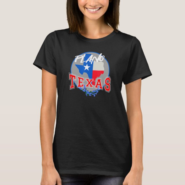 Plano Texas in Red White & Blue Bonnet Blume T-Shirt (Vorderseite)