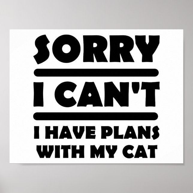 Plans Avec Mon Chat Affiche Drôle (Devant)