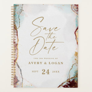 Plans de mariage Abstraits Aqua Red & Gold Winter