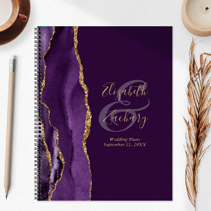 Plans de mariage Agate Geode Script Violet Or Prun