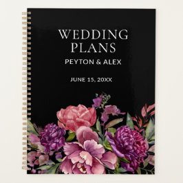 Plans de Mariage botanique rose violet noir