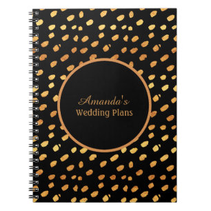 Plans de mariage élégants noirs et or Journal