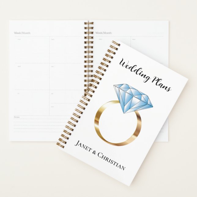 Plans de mariage personnalisés Anneau de diamant (Devant avec enveloppe)