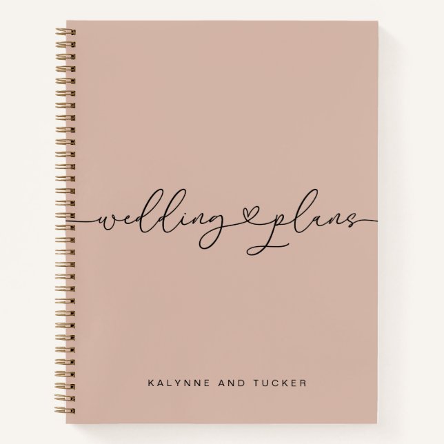 Plans de mariage rose élégant Fleurir Cahier coeur (Devant)