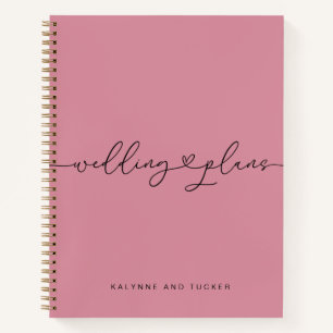 Plans de mariage rose mauve joli cahier coeur