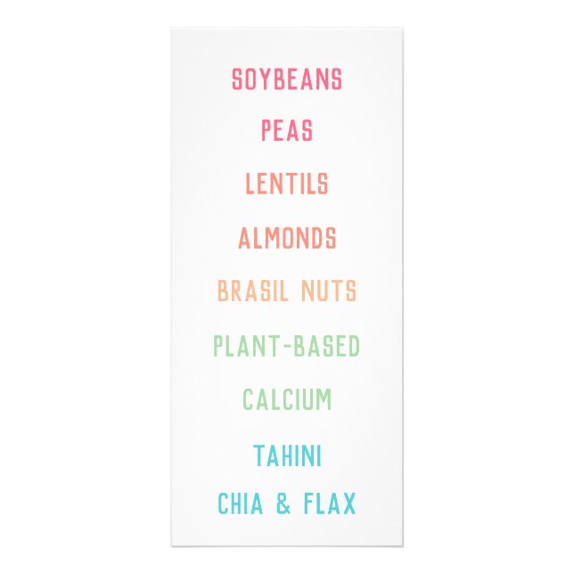 Plant Based Calcium Sources Vegan Nutrition Werbekarte (Vorne)