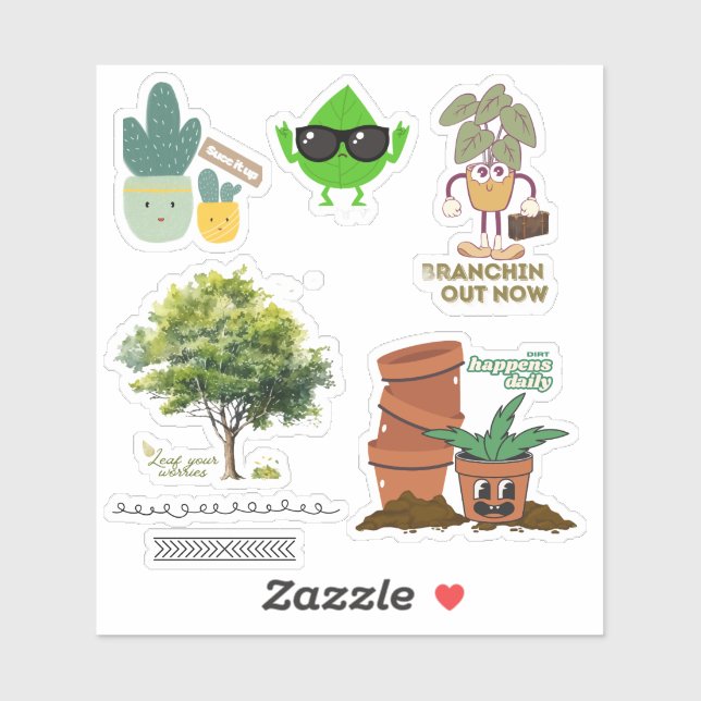 Plant Lover Sticker Sheet—Punny Mix (Blatt)