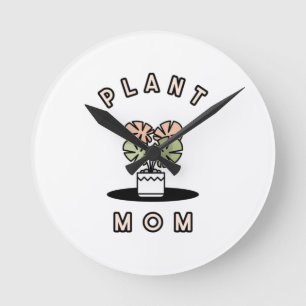 Plant Mom Runde Wanduhr