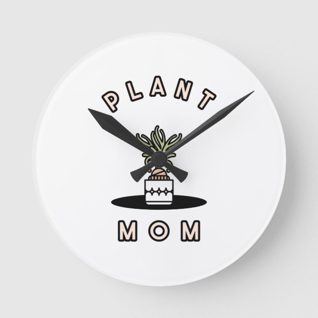 Plant Mom   Runde Wanduhr (Vorderseite)