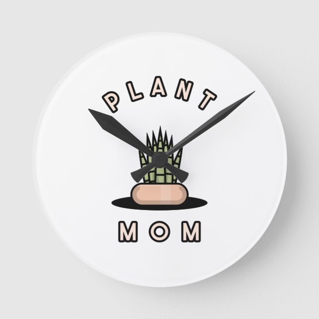 Plant Mom   Runde Wanduhr (Vorderseite)