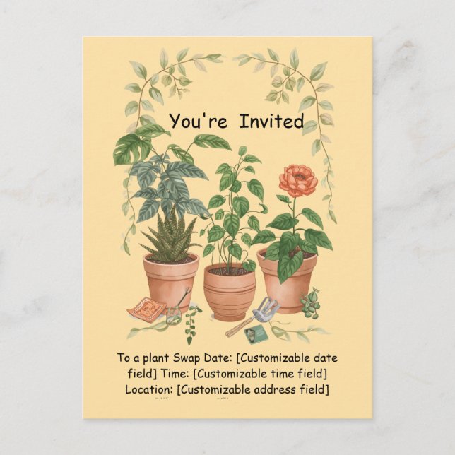 Plant Swap Invitation Earth Day Event Card (Devant)
