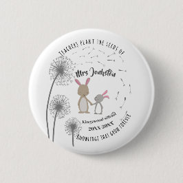 Plant the seed of knowledge Dandelion bunny rabbit Button