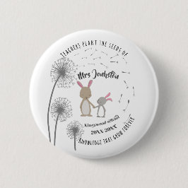 Plant the seed of knowledge Dandelion bunny rabbit Button