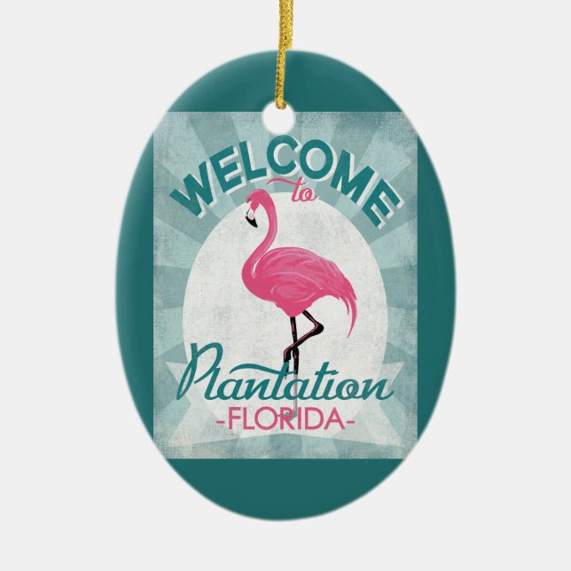 Plantation Florida rosa Flamingo Retro Keramik Ornament (Vorne)
