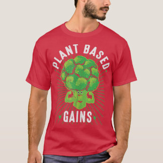 PlantBased Gains Funny Broccoli Vegan Gym Workout T-Shirt