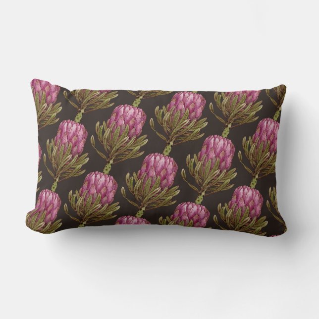 Plante de fleurs Protea Motif Lumbar Coussin (Recto)