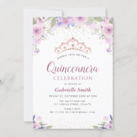 Plante de tiara violet Quinceanera invitation