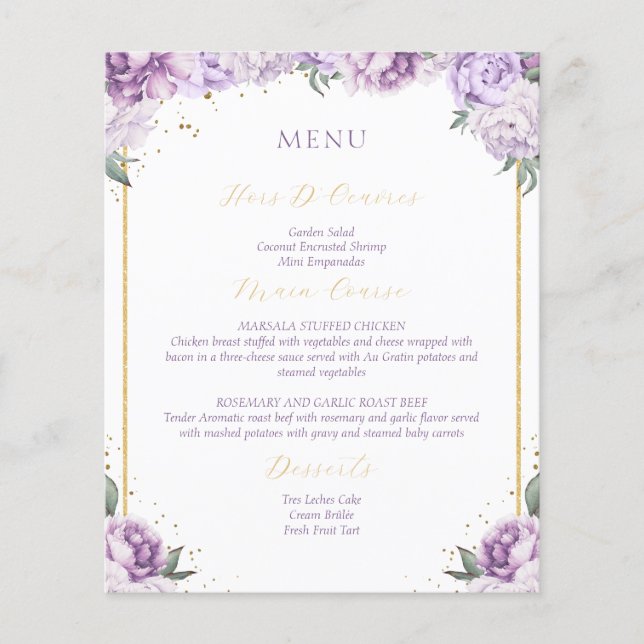 Plante Florale Quinceañera Budget Menu Convivial (Devant)