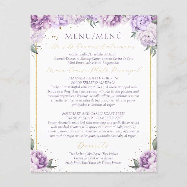 Plante Florale Quinceañera Budget Menu Convivial (Devant)