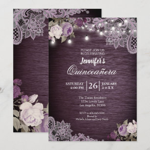 Plante Florale Rustique Quinceanera Invitation