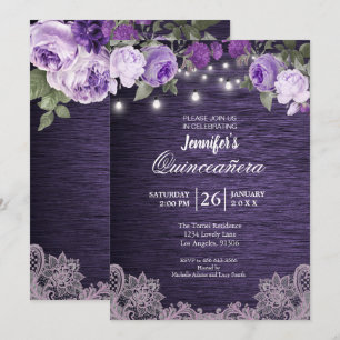 Plante Florale Rustique Quinceanera Invitation