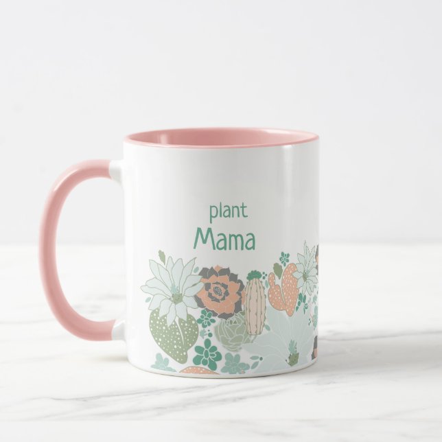 Plante Mama Cactus Succulents Personnaliser Mug (Gauche)