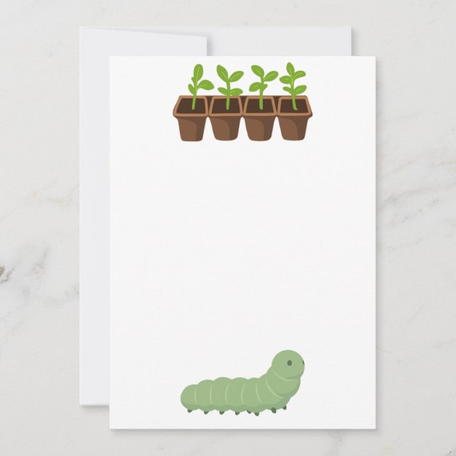 Plantes en Pot avec une Invitation de Chenille (Devant)