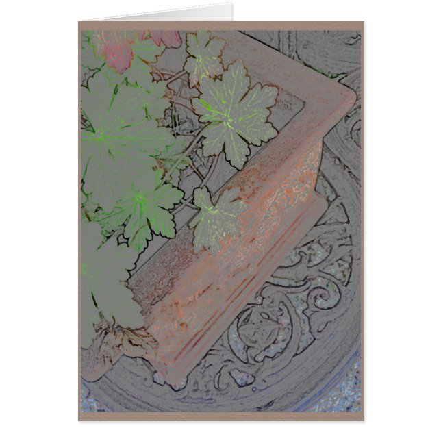 Planteur de terre cuite sur la table de fer (Devant)