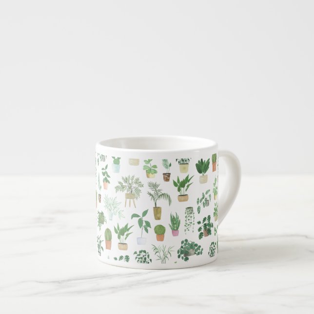 Plantita House Pflanze und Pots Muster Espressotasse (Vorderseite Rechts)
