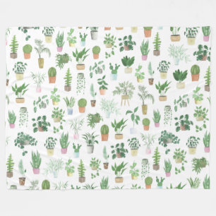Plantita House Pflanze und Pots Muster Fleecedecke
