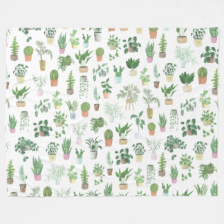 Plantita House Pflanze und Pots Muster Fleecedecke