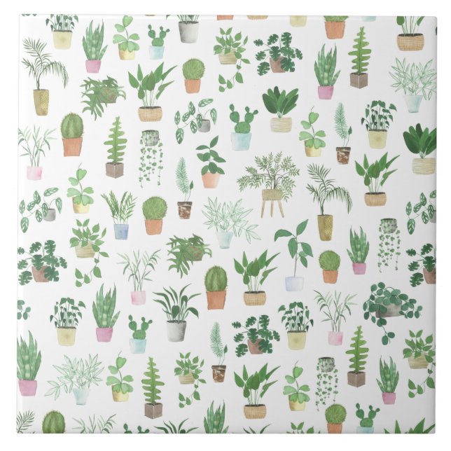 Plantita House Pflanze und Pots Muster Fliese (Vorderseite)